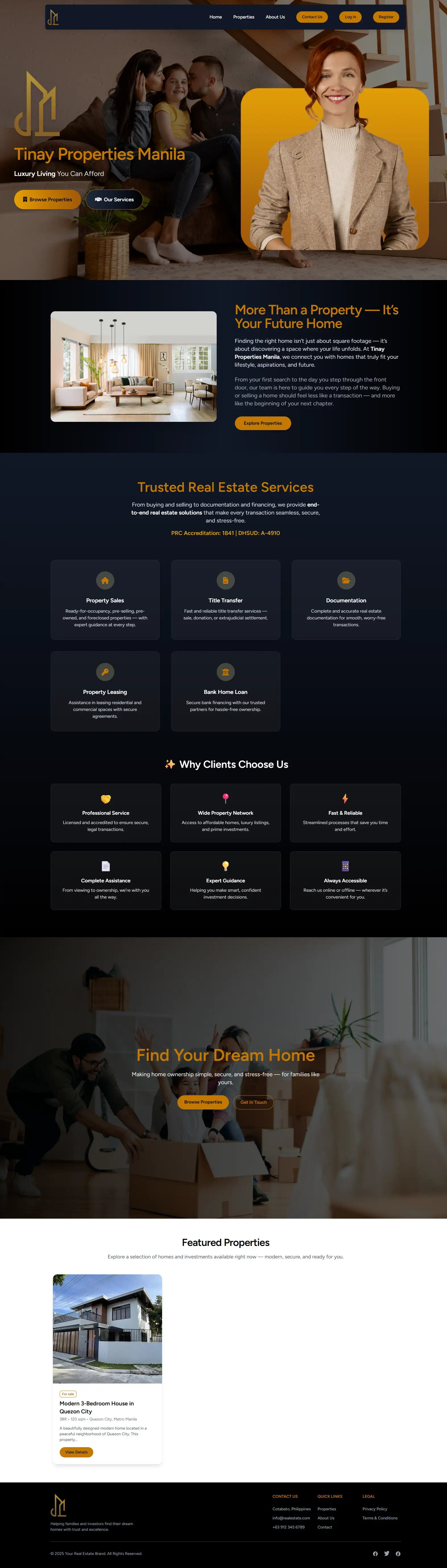 Real Estate Property Listing - Tinay Properties Manila Custom Website Development